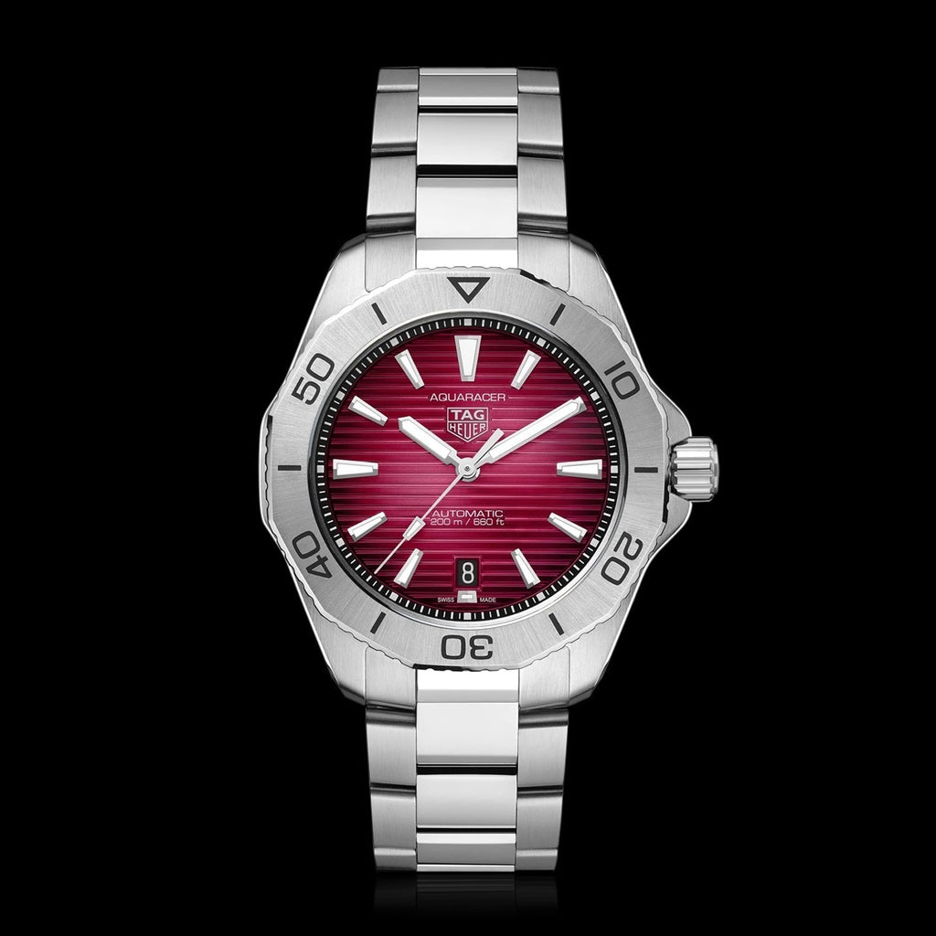 Tag Heuer Aquaracer Professional 200 Automatic Red Dial Silver Steel Strap Watch for Men - WBP2114.BA0627