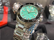 Load image into Gallery viewer, Tag Heuer Aquaracer Professional 300 Automatic Diamonds Green Dial Silver Steel Strap Watch for Women - WBP231K.BA0618
