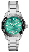 Load image into Gallery viewer, Tag Heuer Aquaracer Professional 300 Automatic Diamonds Green Dial Silver Steel Strap Watch for Women - WBP231K.BA0618