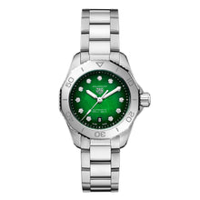 Load image into Gallery viewer, Tag Heuer Aquaracer Professional 200 Automatic Diamond Green Dial Silver Steel Strap Watch for Women - WBP2415.BA0622