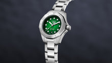 Load image into Gallery viewer, Tag Heuer Aquaracer Professional 200 Automatic Diamond Green Dial Silver Steel Strap Watch for Women - WBP2415.BA0622