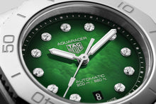 Load image into Gallery viewer, Tag Heuer Aquaracer Professional 200 Automatic Diamond Green Dial Silver Steel Strap Watch for Women - WBP2415.BA0622