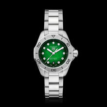 Load image into Gallery viewer, Tag Heuer Aquaracer Professional 200 Automatic Diamond Green Dial Silver Steel Strap Watch for Women - WBP2415.BA0622