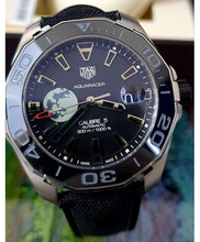 Load image into Gallery viewer, Tag Heuer Aquaracer Calibre 5 Moon Black Dial Black Nylon Strap Watch for Men - WAY201J.FC6370
