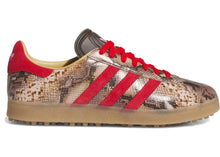 Load image into Gallery viewer, adidas Gazelle Lux Spikeless Golf Snakeskin Preloved Brown Better Scarlet