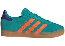 Load image into Gallery viewer, adidas Gazelle Pure Teal Impact Orange Collegiate Purple (PS)