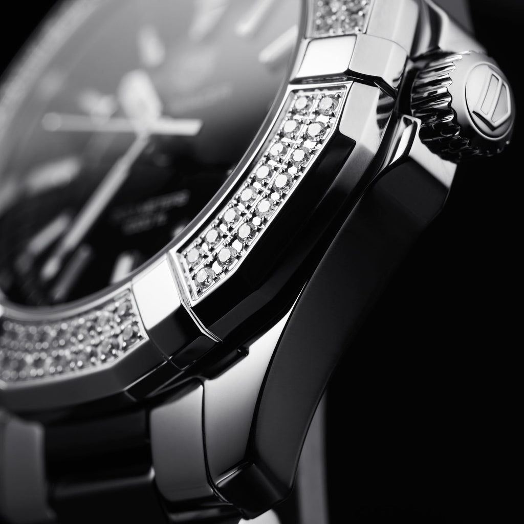 Tag Heuer Aquaracer Quartz Diamonds Black Dial Two Tone Steel Strap Watch for Men - WAY131E.BA0913