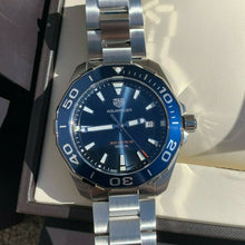 Load image into Gallery viewer, Tag Heuer Aquaracer Blue Dial Silver Steel Strap Watch for Men - WAY101C.BA0746
