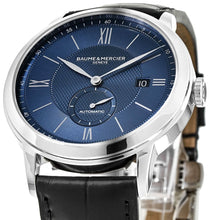 Load image into Gallery viewer, Baume &amp; Mercier Classima Automatic Blue Dial Black Leather Strap Date Mens Watch MOA10480