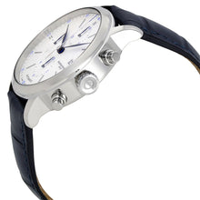 Load image into Gallery viewer, Baume &amp; Mercier Classima Automatic Chronograph Stainless Steel Blue Leather Strap Silver Dial Date Mens Watch M0A10330