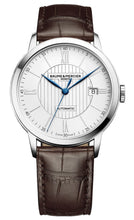 Load image into Gallery viewer, Baume &amp; Mercier Classima Automatic Silver-Tone Dial Brown Leather Strap Date Mens Watch M0A10214