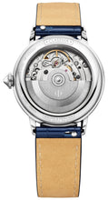 Load image into Gallery viewer, Baume &amp; Mercier Classima Automatic Stainless Steel Mother-Of-Pearl Dial Diamonds Blue Leather Strap Moonphase Date Womens Watch M0A10633
