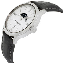 Load image into Gallery viewer, Baume &amp; Mercier Classima White Dial Black Leather Strap Moonphase Date Quartz Mens Watch MOA10219