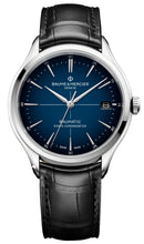 Load image into Gallery viewer, Baume &amp; Mercier Clifton Baumatic COSC Automatic Blue Dial Steel Black Leather Mens Watch M0A10467