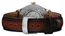 Load image into Gallery viewer, Baume &amp; Mercier Clifton Baumatic COSC Automatic Stainless Steel &amp; Rose Gold Brown Dial Brown Leather Strap Date Mens Watch M0A10713