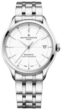 Load image into Gallery viewer, Baume &amp; Mercier Clifton Baumatic COSC Automatic Stainless Steel White Dial Date Mens Watch M0A10505