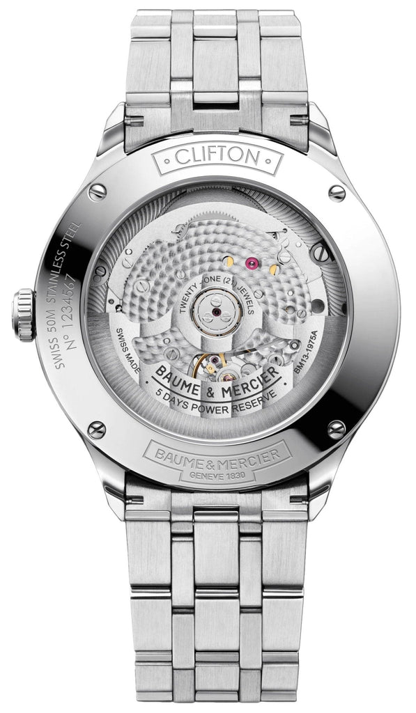 Baume & Mercier Clifton Baumatic COSC Automatic Stainless Steel White Dial Date Mens Watch M0A10505