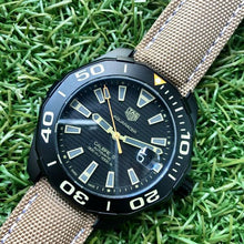 Load image into Gallery viewer, Tag Heuer Aquaracer 300 Calibre 5 Automatic Black Dial Brown Nylon Strap Watch for Men - WAY208C.FC6383