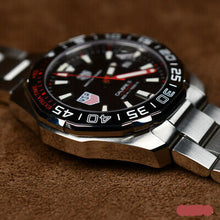 Load image into Gallery viewer, Tag Heuer Aquaracer Automatic Match Timer Black Dial Silver Steel Strap Watch for Men - WAY201G.BA0927