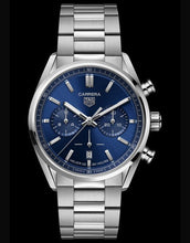 Load image into Gallery viewer, Tag Heuer Carrera Chronograph Blue Dial Silver Steel Strap Watch for Men - CBN2011.BA0642