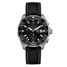 Tag Heuer Aquaracer Automatic Chronograph Black Dial Black Nylon Strap Watch for Men - CAY211A.FC6361