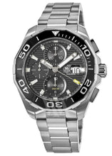 Load image into Gallery viewer, Tag Heuer Aquaracer Calibre 16 Day-Date Black Dial Silver Steel Strap Watch for Men - CAY211A.BA0927