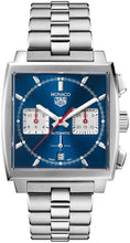 Load image into Gallery viewer, Tag Heuer Monaco Automatic Chronograph Blue Dial Silver Steel Strap Watch for Men - CBL2111.BA0644