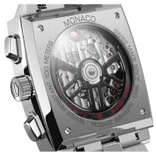 Load image into Gallery viewer, Tag Heuer Monaco Automatic Chronograph Black Dial Silver Steel Strap Watch for Men - CBL2113.BA0644