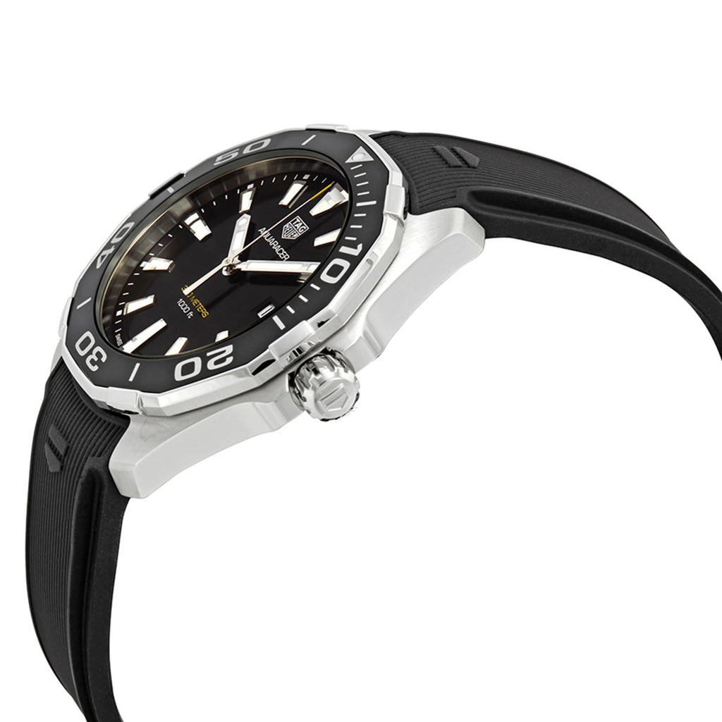 Tag Heuer Aquaracer Quartz Black Dial Black Rubber Strap Watch for Men -  WAY101A.FT6141