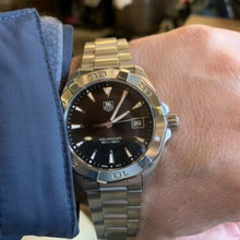 Load image into Gallery viewer, Tag Heuer Aquaracer Quartz Black Dial Silver Steel Strap Watch for Men - WAY1110.BA0928