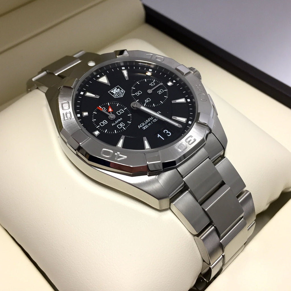 Tag Heuer Aquaracer Quartz Black Dial Silver Steel Strap Watch for Men - WAY111Z.BA0928