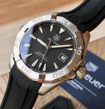 Load image into Gallery viewer, Tag Heuer Aquaracer Automatic Caliber 5 Black Dial Black Rubber Strap Watch for Men - WAY2110.FT8021