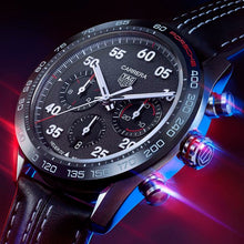 Load image into Gallery viewer, Tag Heuer Carrera Porsche Chronograph Special Edition Black Dial Black Leather Strap Watch for Men - CBN2A1F.FC6492