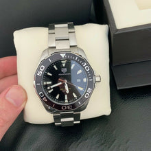 Load image into Gallery viewer, Tag Heuer Aquaracer Quartz Black Dial Silver Steel Strap Watch for Men - WAY101A.BA0746