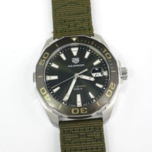 Load image into Gallery viewer, Tag Heuer Aquaracer Black Dial Khakhi Green NATO Strap Watch for Men - WAY101E.FC8222