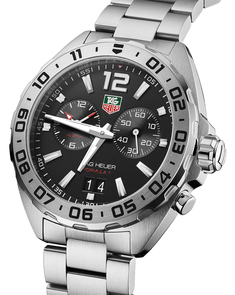 Tag Heuer Formula 1 Black Dial Silver Steel Strap Watch for Men - WAZ111A.BA0875