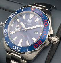 Load image into Gallery viewer, Tag Heuer Aquaracer Henrik Lundqvist Special Edition Blue Dial Silver Steel Strap Watch for Men - WAY101J.BA0746