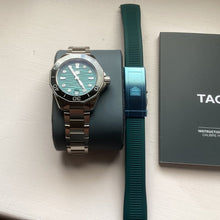 Load image into Gallery viewer, Tag Heuer Aquaracer Professional 300 Automatic Diamonds Green Dial Silver Steel Strap Watch for Women - WBP231K.BA0618