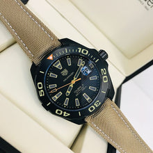 Load image into Gallery viewer, Tag Heuer Aquaracer 300 Calibre 5 Automatic Black Dial Brown Nylon Strap Watch for Men - WAY208C.FC6383
