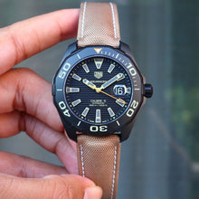 Load image into Gallery viewer, Tag Heuer Aquaracer 300 Calibre 5 Automatic Black Dial Brown Nylon Strap Watch for Men - WAY208C.FC6383
