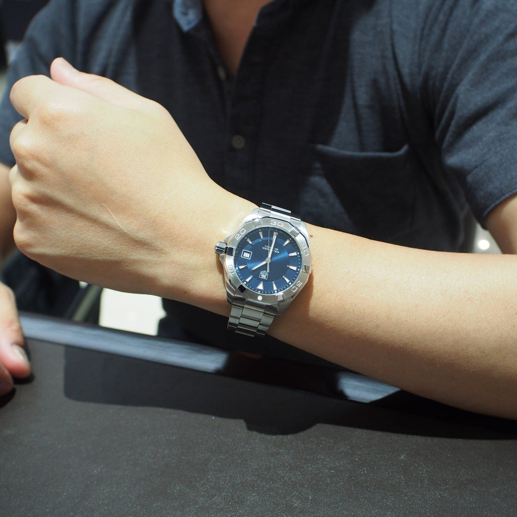 Tag Heuer Aquaracer Quartz Blue Dial Silver Steel Strap Watch for Men - WAY1112.BA0928