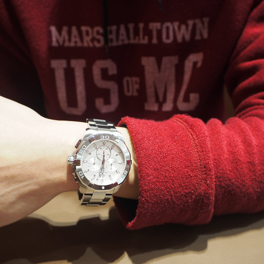 Tag Heuer Aquaracer White Dial Silver Steel Strap Watch for Men - CAY1111.BA0927