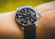 Load image into Gallery viewer, Tag Heuer Aquaracer Automatic Caliber 5 Black Dial Black Rubber Strap Watch for Men - WAY2110.FT8021