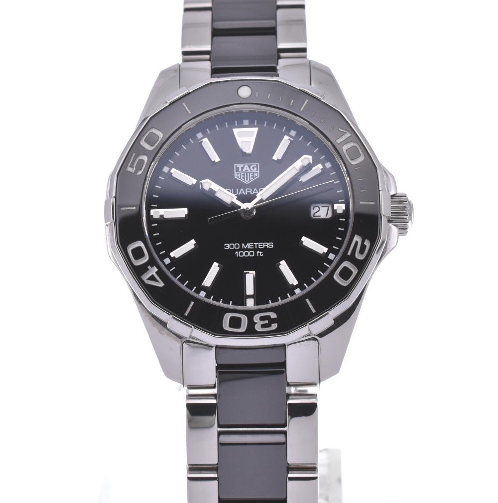 Tag Heuer Aquaracer Quartz Black Dial Two Tone Steel Strap Watch for Men - WAY131A.BA0913