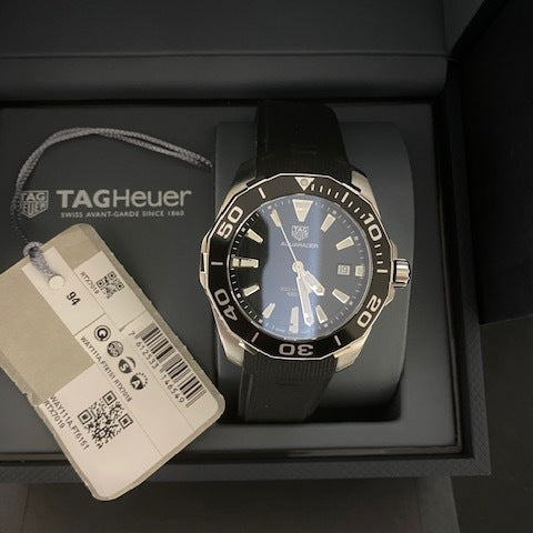 Tag Heuer Aquaracer Black Dial Black Rubber Strap Watch for Men - WAY111A.FT6151