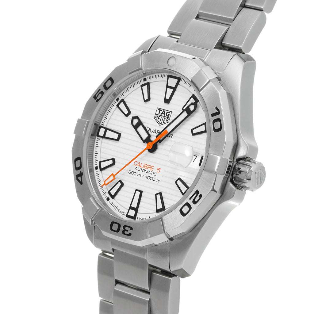 Tag Heuer Aquaracer Automatic White Dial Silver Steel Strap Watch for Men - WBD2111.BA0928