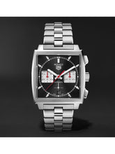 Load image into Gallery viewer, Tag Heuer Monaco Automatic Chronograph Black Dial Silver Steel Strap Watch for Men - CBL2113.BA0644