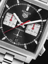 Load image into Gallery viewer, Tag Heuer Monaco Automatic Chronograph Black Dial Silver Steel Strap Watch for Men - CBL2113.BA0644