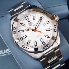 Load image into Gallery viewer, Tag Heuer Aquaracer Quartz White Dial Silver Steel Strap Watch for Men - WBD1111.BA0928