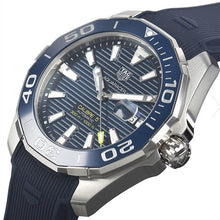 Load image into Gallery viewer, Tag Heuer Aquaracer Calibre 5 Automatic Blue Dial Blue Rubber Strap Watch for Men - WAY201B.FT6150
